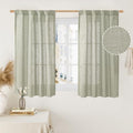 45 Inch Length Linen Curtains for Small Window Bedroom (Sage Grey / 34"W x 45"L (Pack of 2))