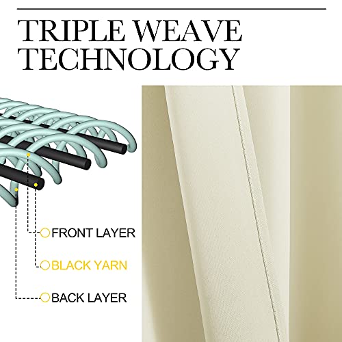 Blackout Curtains for Bedroom (Beige / 70"W x 63"L (Pack of 2))