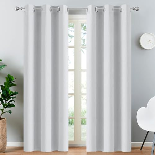 Blackout Curtains 38x90 inch Greyish White Thermal Drapes (Greyish White / 38"W x 90"L (Pack of 2))