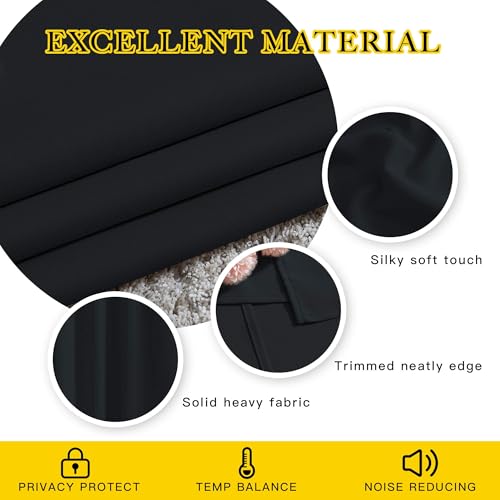 Black Out Curtains for Bedroom 84 Inches Long (Black / 52"W x 84"L (Pack of 2))