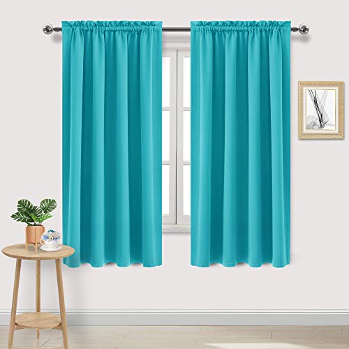 Blackout Curtains for Bedroom Living Room 52 x 63 Inch Long Turquoise (Turquoise / 52"W x 63"L (Pack of 2))