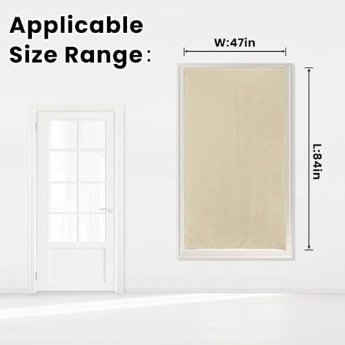 Self Adhesive Portable Blackout Curtains for Bedroom Easy to Install Window Thermal Lnsulated Kitchen Room Darkening Small Window Curtains (47"W x 84"L (Pack of 1) / Beige)