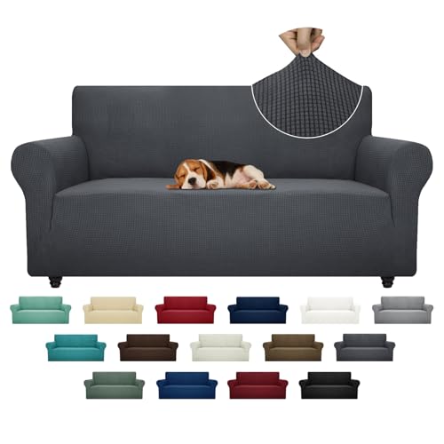 Super Stretch Couch Cover (Dark Grey / Large (72"-92"))
