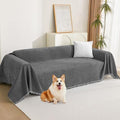 Couch Covers for 3 Cushion Couch Sofa (91" x 150" / Tassels Edge-charcoal Gray)