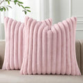 Faux Fur Decorative Throw Pillow Covers 22x22 Set of 2 (Blush Pink / 22" x 22" (Pack of 2))