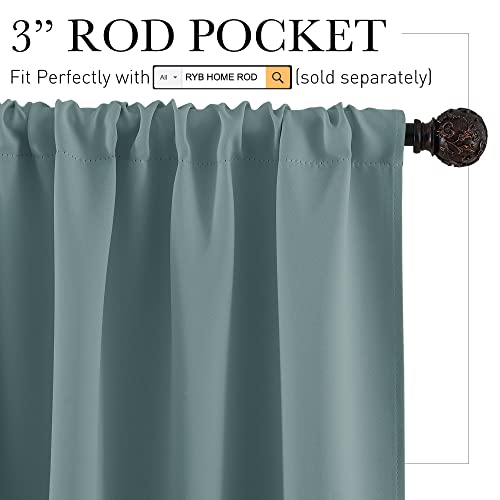Short Dusty Blue Blackout Curtains for Small Bedroom Window Cafe (Dusty Blue / 42"W x 36"L (Pack of 2))