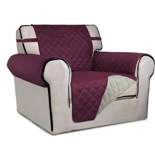 Reversible Chair Sofa Cover Dog Couch Covers for Sofa (Small / Wine/Beige)