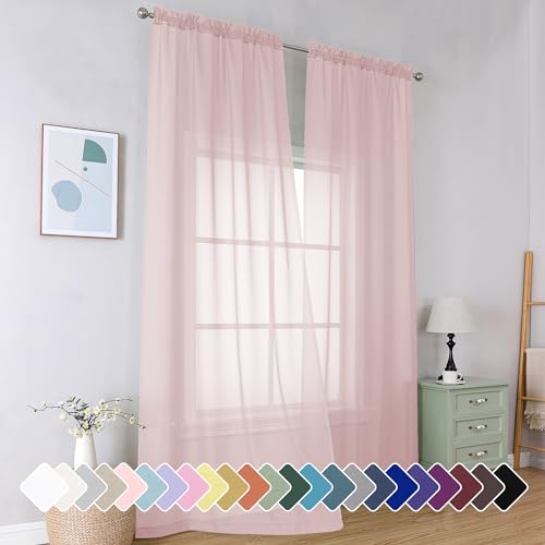 Blush Sheer Curtains 96 Inches Long (Blush / 42"W x 96"L (Pack of 2))