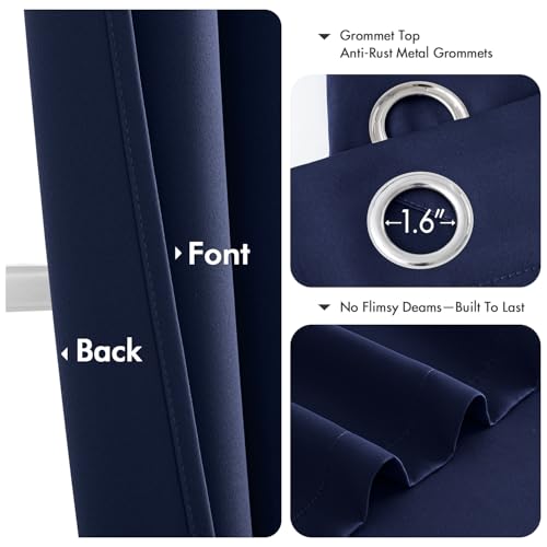 Blackout Curtains for Bedroom 2 Panels 50 x 84 Inch Long Navy Blue (Navy Blue / 50"W x 84"L (Pack of 2))