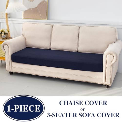 Couch Cushion Cover for Chaise Lounge & Sofa (Navy / Chaise Cover)