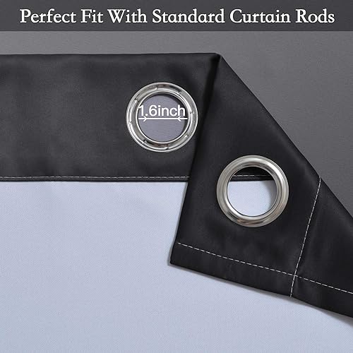 Ombre Black to Grey White Curtains for Living Room 70Wx84L (70"W x 84"L (Pack of 2) / Black)