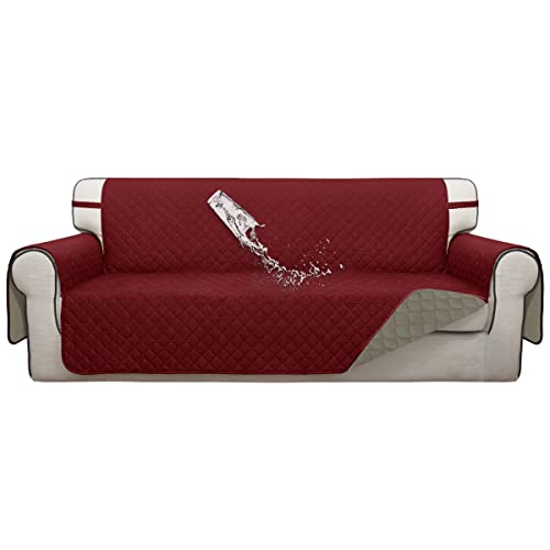 Double Protection 100% Waterproof Sofa Covers for Living Room (Christmas Red/Beige / Sofa Large)