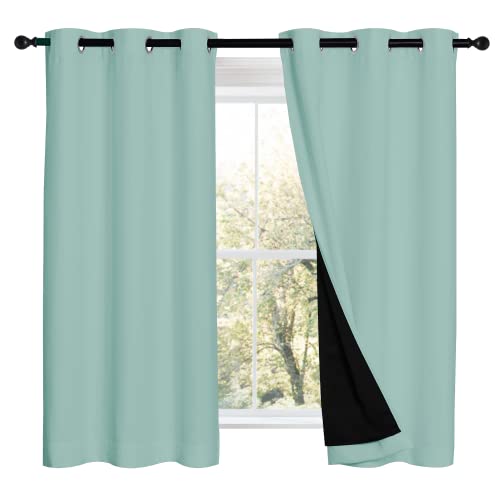 100% Blackout Curtains 54 inches Long (Aqua Blue / 42"W x 54"L (Pack of 2))
