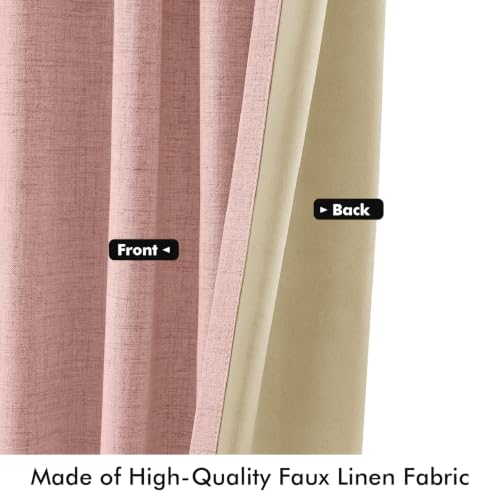 100% Blackout Linen Curtains 42 x 72 Inch Blush Pink 2 Panels (Blush Pink / 42"W x 72"L (Pack of 2))