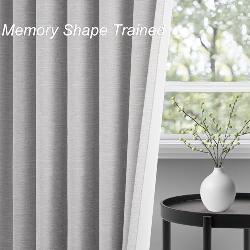 Linen Gray Blackout Curtains 96 Inch Long (Grey Beige / 52"W x 96"L (Pack of 2))