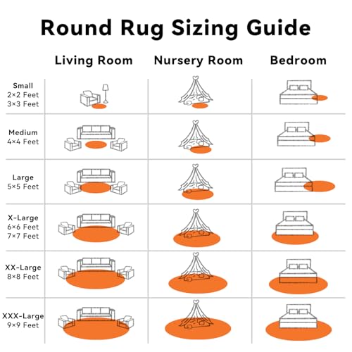 Orange Round Rugs for Bedroom (3 Ft Round / Orange)