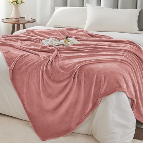 Fleece Blanket Soft Plush Throw for Couch Dusty Pink 50"x60" (Dusty Pink / Throw(50"x60"))