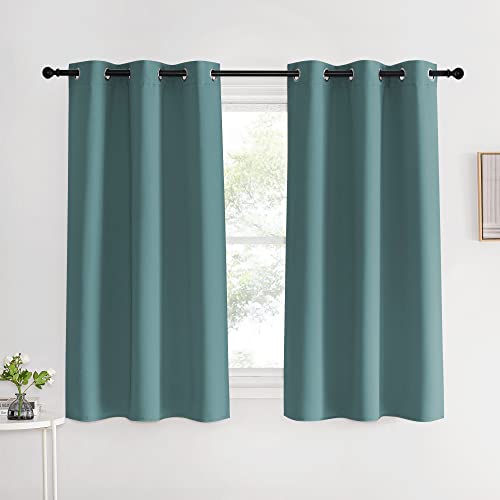 Modern Blackout Curtains Noise Reducing (Greyish Blue / 42"W x 60"L (Pack of 2))