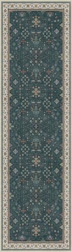 Vintage 2x7 Washable Runner Rug Non Slip for Kitchen (2' x 7' (Runner) / Dark Green)