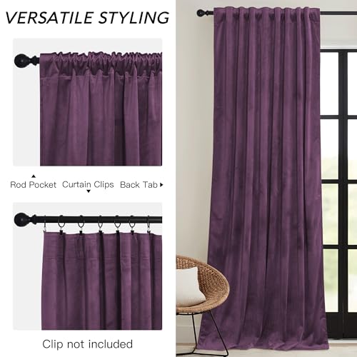 Purple Velvet Blackout Curtains 84 inches for Bedroom Living Room (Purple / 52"W x 84"L (Pack of 2))