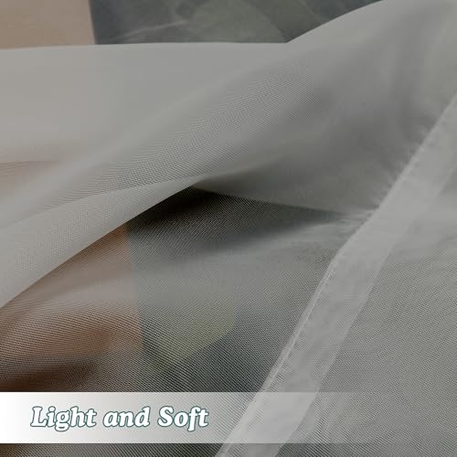 Charcoal Grey Sheer Valances for Windows (Charcoal Grey / 42"W x 16"L (Pack of 2))