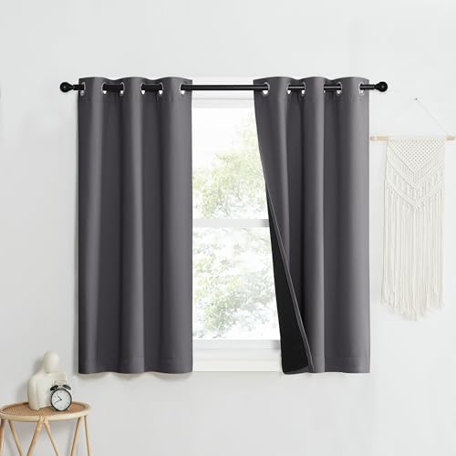 Grey Blackout Curtains for Bedroom 37" Wide x 40" Long 2 Panels (Grey / 37"W x 40"L (Pack of 2))