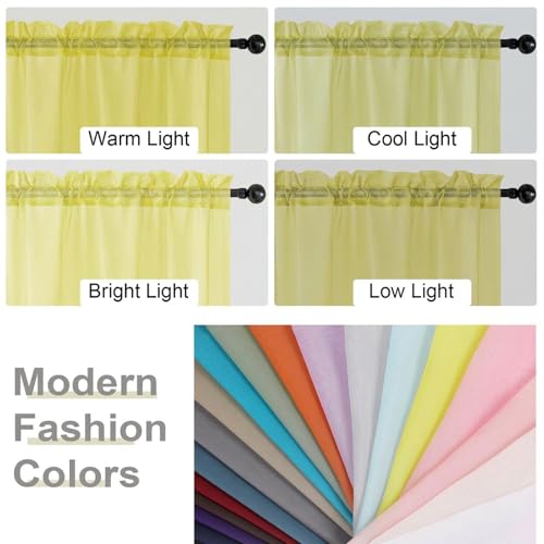 Sheer Curtains 84 Inches Long 2 Panels Set for Bedroom Living Room (Lemon / 42"W x 84"L (Pack of 2))