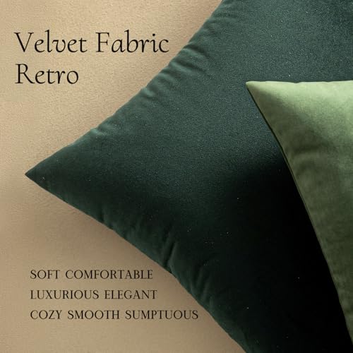 Velvet Christmas Throw Pillow Covers 12x12 Inch Pack of 2 Army Green (12" x 12" (Pack of 2) / Army Green)