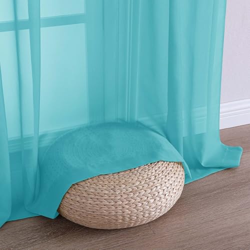 Turquoise Bedroom Curtains 2 Panel Sets 90 Inch Length (Turquoise / 59"W x 90"L (Pack of 2))