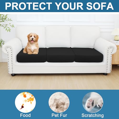 Couch Cushion Covers (Black / Seat 3 Pack)