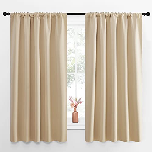 Room Darkening Curtains for Bedroom (Biscotti Beige / 52"W x 63"L (Pack of 2))