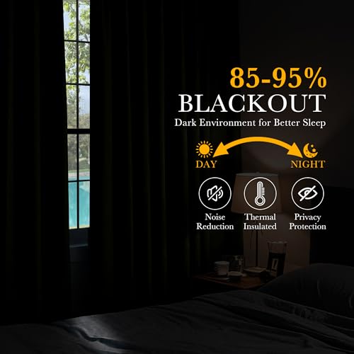 Blackout Kitchen Curtains (Olive Green / 42"W x 45"L (Pack of 2))