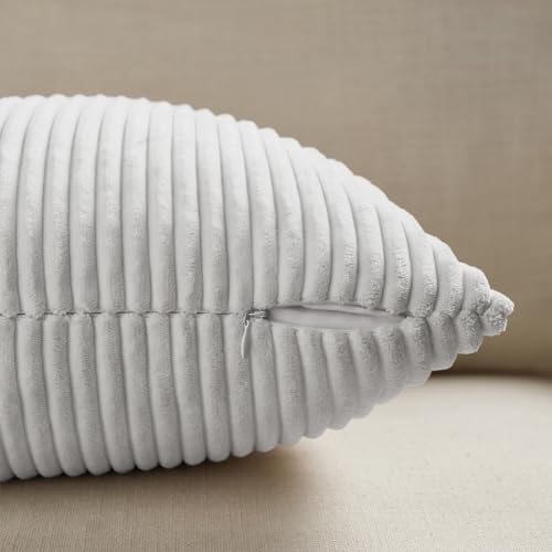 2 Packs White Lumbar Decorative Throw Pillow Covers 16x26 Inch for Living Room Couch Bed Sofa (White / 26" x 16" (Pack of 2))