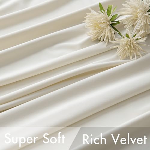 Velvet Curtains 52x96 inches 2 Panels Ivory Room Darkening Curtains (Ivory / 52"W x 96"L (Pack of 2))