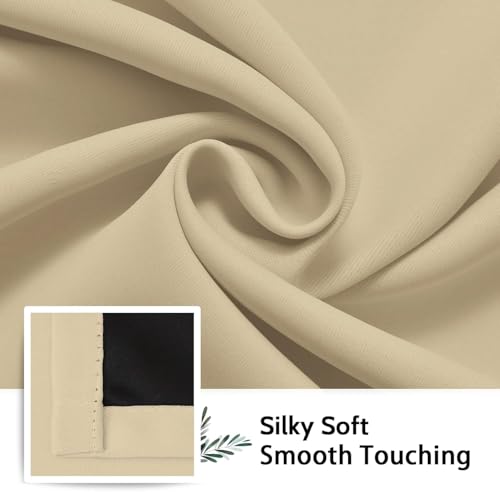 Beige 100% Blackout Curtains Room Darkening Living Room 54 Inch (Beige / 52"W x 54"L (Pack of 2))