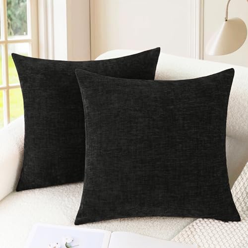 Decorative Couch Throw Pillow Covers 20 X 20 Inches Black (20" x 20" (Pack of 2) / Black)
