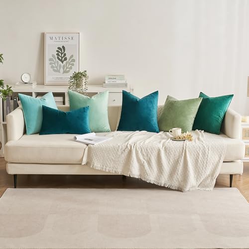 Velvet Throw Pillow Covers 18x18 Inch Pack of 2 Teal (18" x 18" (Pack of 2) / Teal)