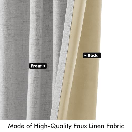100% Blackout Linen Curtains 42 x 96 Inch Greyish White 2 Panels (Greyish White / 42"W x 96"L (Pack of 2))