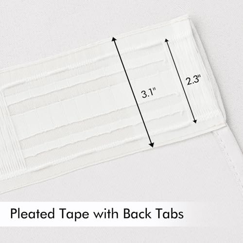 Pure White Back Tab Blackout Curtains 52x102 Inch Long 2 Panels Set (Pure White / 52"W x 102"L (Pack of 2))