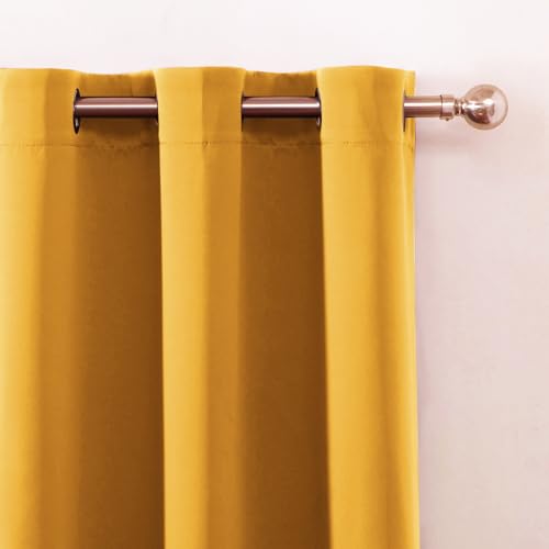 Blackout Curtains 52 x 120 Inch Long Yellow Curtains Set of 2 Panels Room Darkening Curtains for Bedroom and Living Room (Yellow / 52"W x 120"L (Pack of 2))