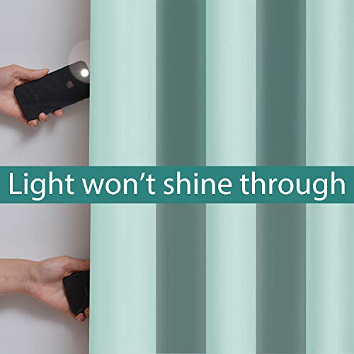 Aqua 100% Blackout Curtains 96 Inches Long for Bedroom 52" Wide (52"W x 96"L (Pack of 2) / Aqua)