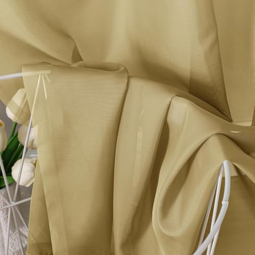 Gold Sheer Curtains 78 Inches Long 2 Panels Set for Living Room (Gold / 42"W x 78"L (Pack of 2))