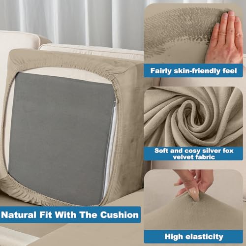 Couch Cover Stretch Velvet Sofa Cushion Cover 1 (Leather Brown / 1PC Seater or Backrest)