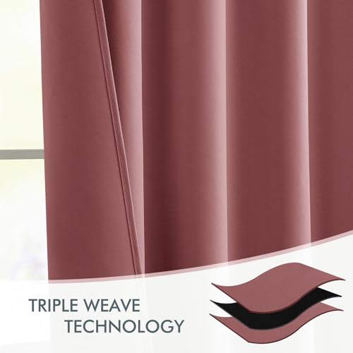 Dusty Rose Back Tab Blackout Curtains 52x108 Inch Long 2 Panels Set (Dusty Rose / 52"W x 108"L (Pack of 2))