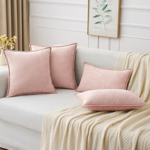 Decorative Couch Throw Pillow Covers 16x16 Inch Pink 2 Pack (Pink / 16" x 16" (Pack of 2))