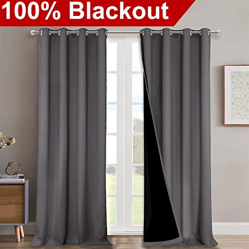 100% Blackout Blinds (Grey / 52"W x 108"L (Pack of 2))