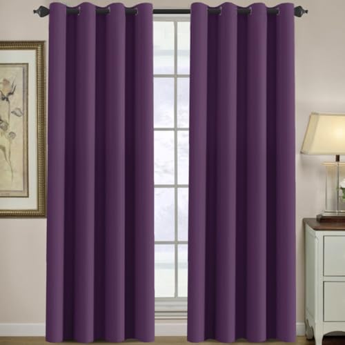 Preminum Blackout Curtains for Living Room (52"W x 96"L (Pack of 1) / Plum Purple)