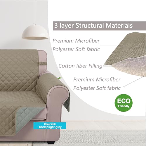 Reversible Oversized 28''Chair Covers (Khaki/Light Grey / 28''oversized Armchair)