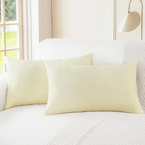 Decorative Couch Throw Pillow Covers 20 X 12 Inches Beige (20" x 12" (Pack of 2) / Beige)