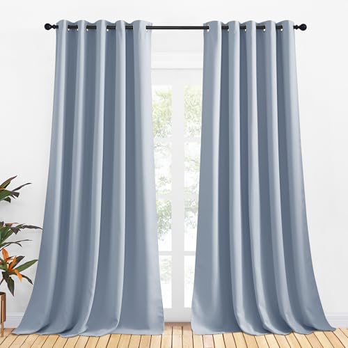Blackout Curtain Panels for Bedroom (Vintage Blue / 70"W x 95"L (Pack of 2))